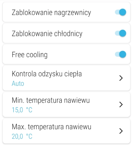 Widok opcji w programie Widok opcji w programie
