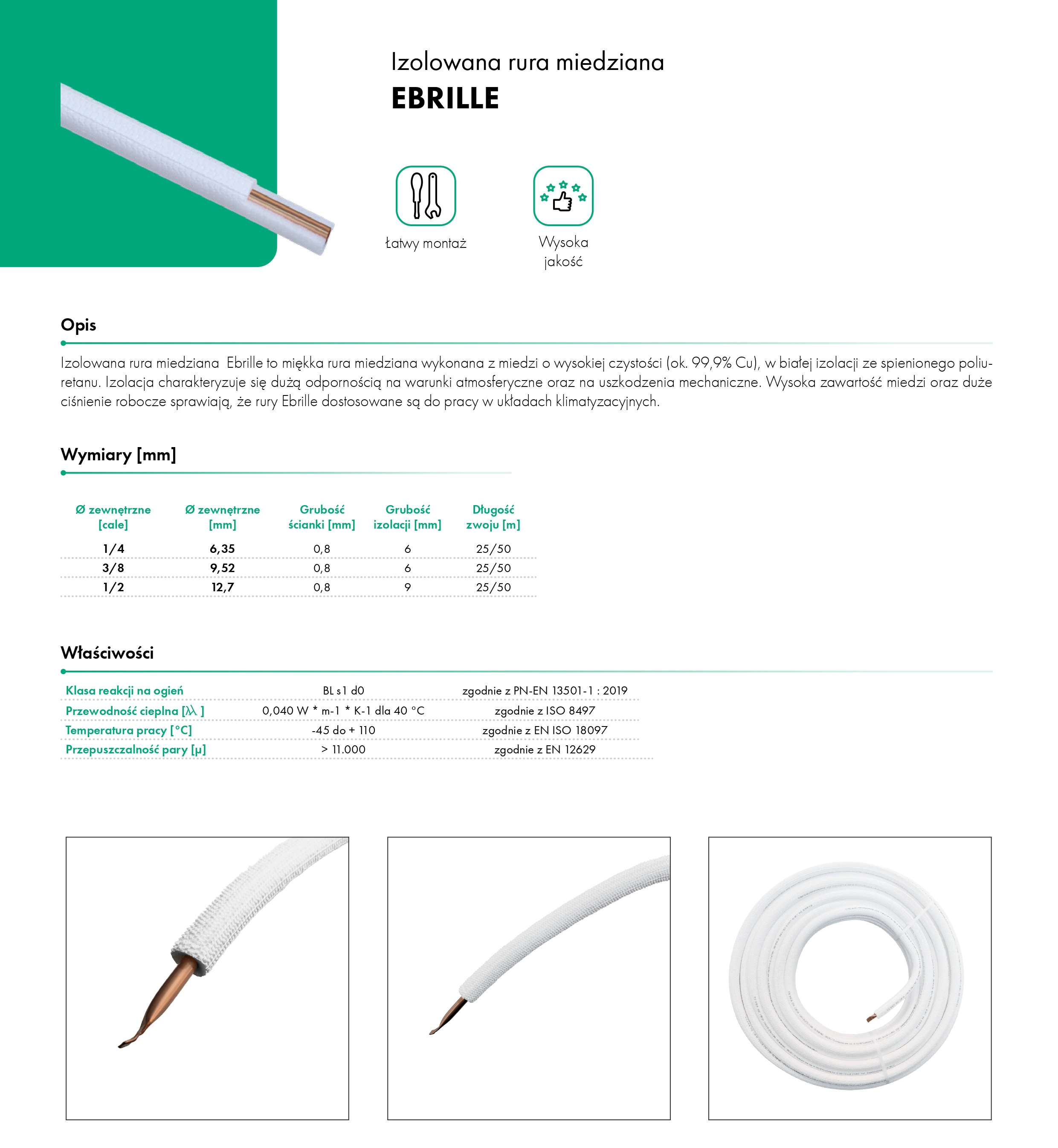 Izolowana rura miedziana EBRILLE
