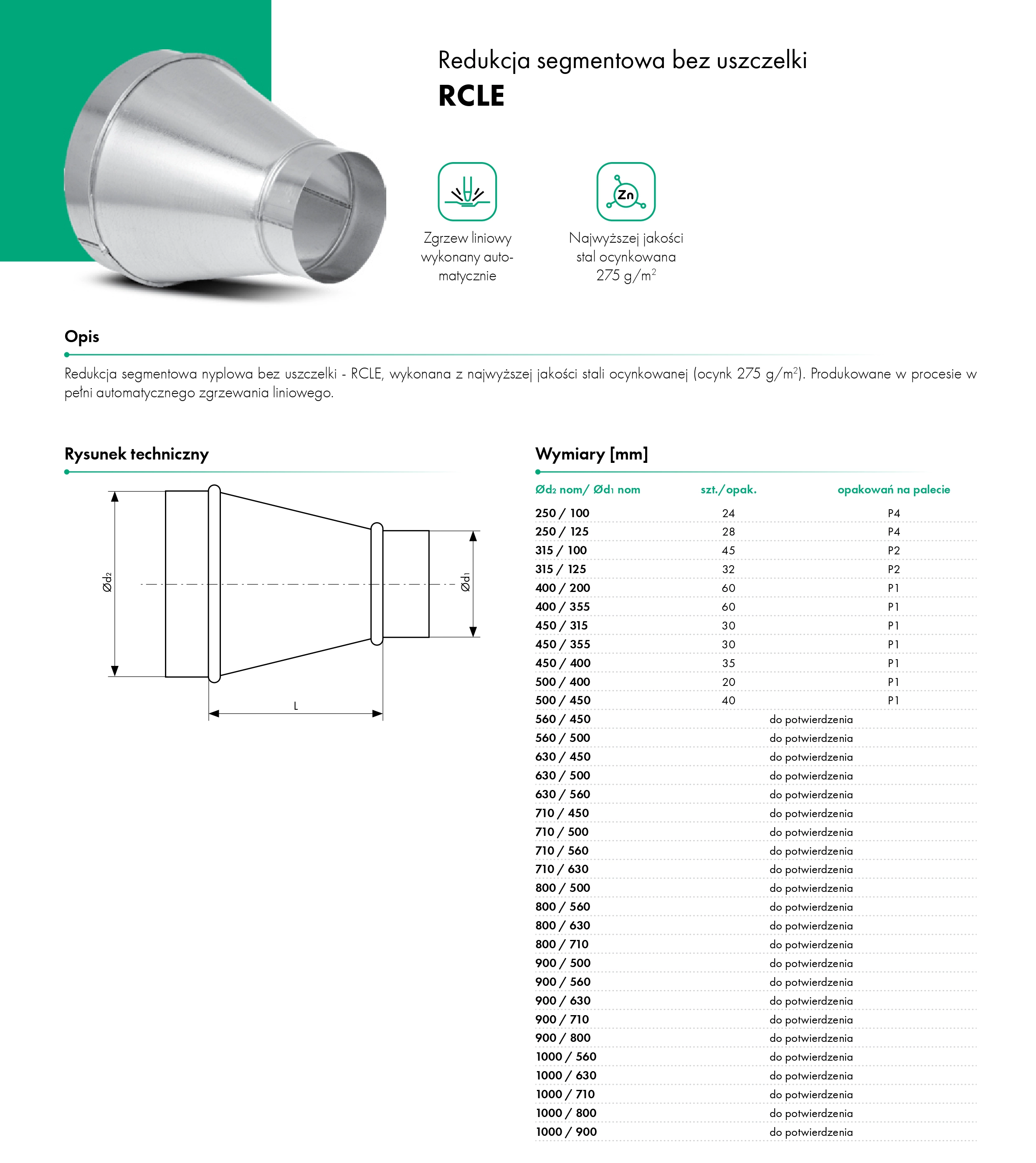 Redukcja segmentowa bez uszczelki RCLE - HAVACO