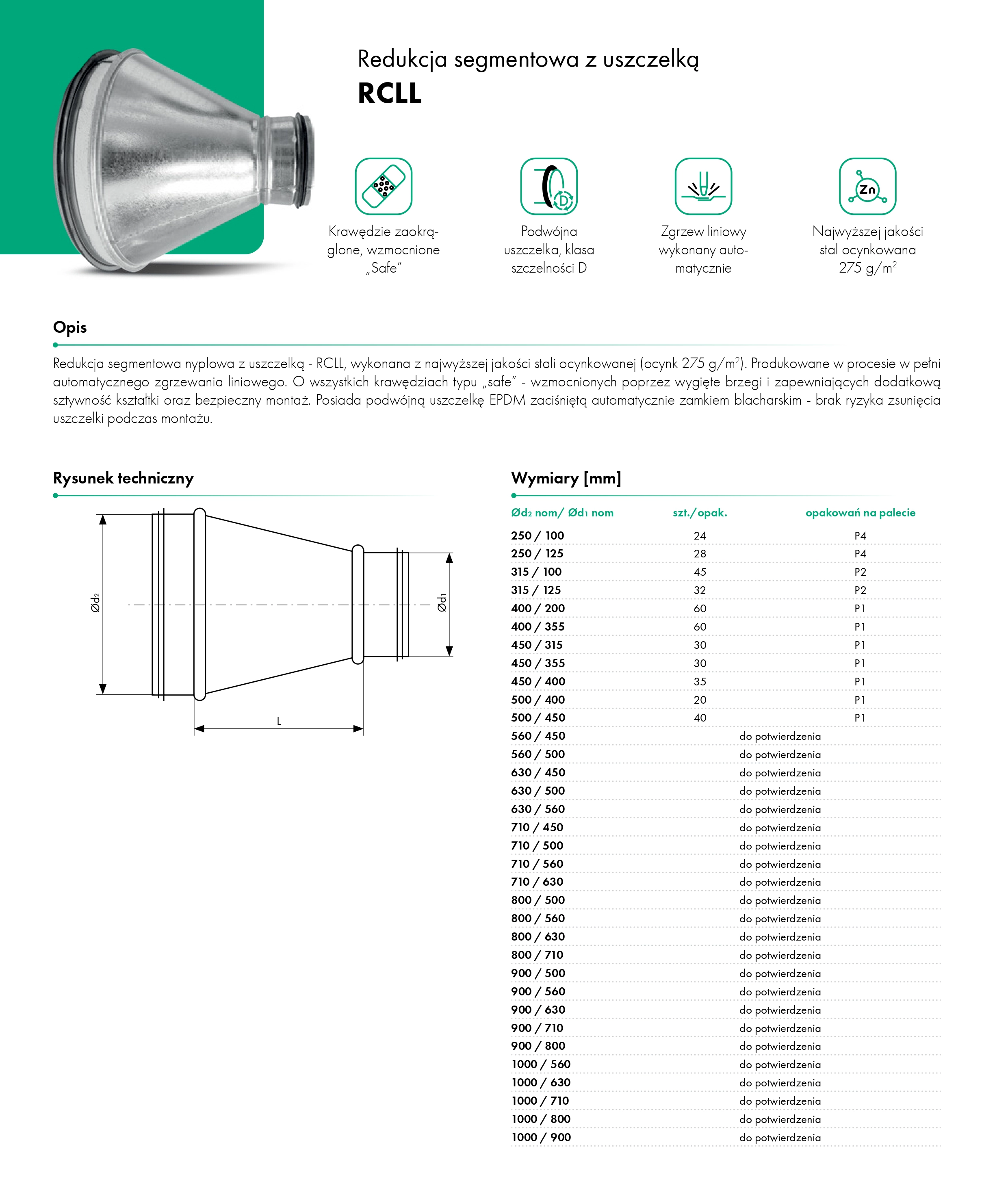 Redukcja segmentowa z uszczelką RCLL - HAVACO