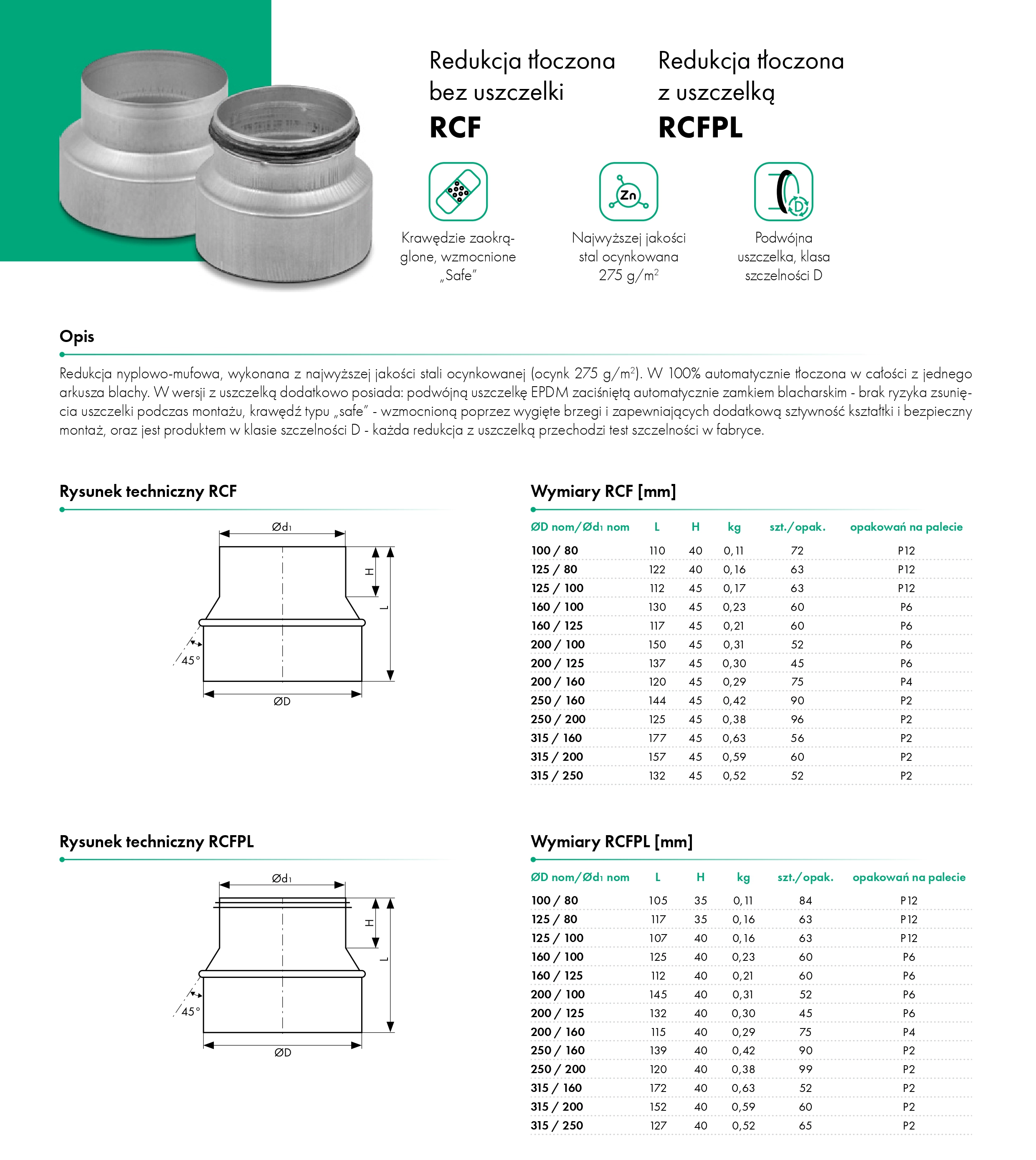 Redukcja nyplowo-mufowa tłoczona bez uszczelki RCF - HAVACO