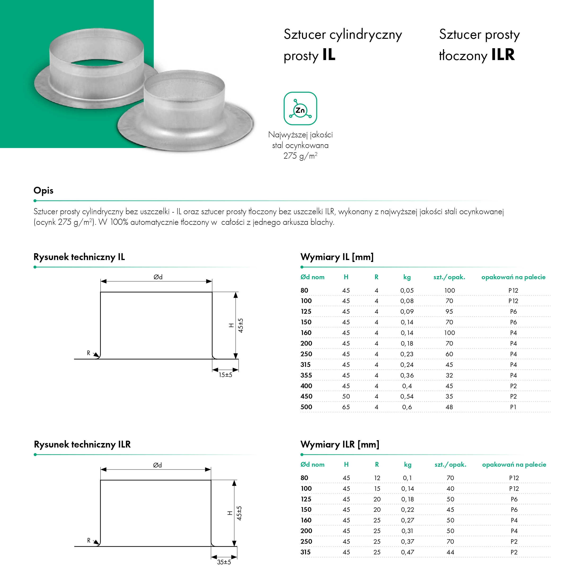 Sztucer prosty tłoczony ILR - HAVACO