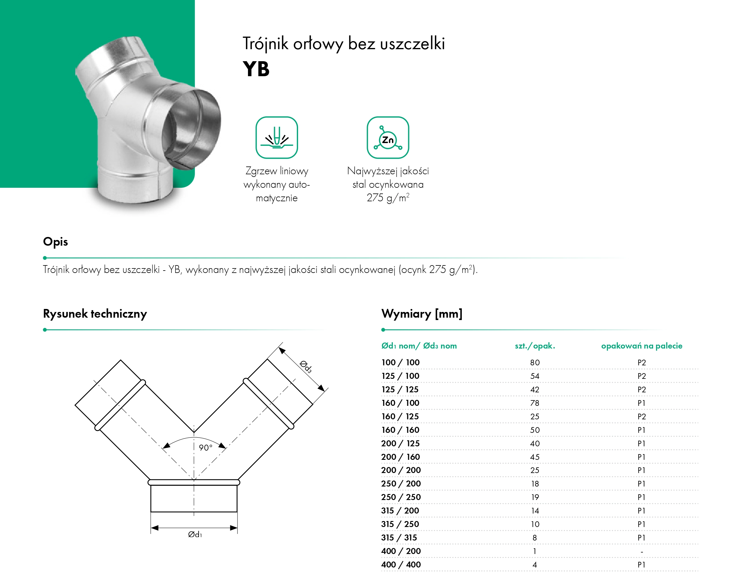Trójnik orłowy bez uszczelki YB - HAVACO