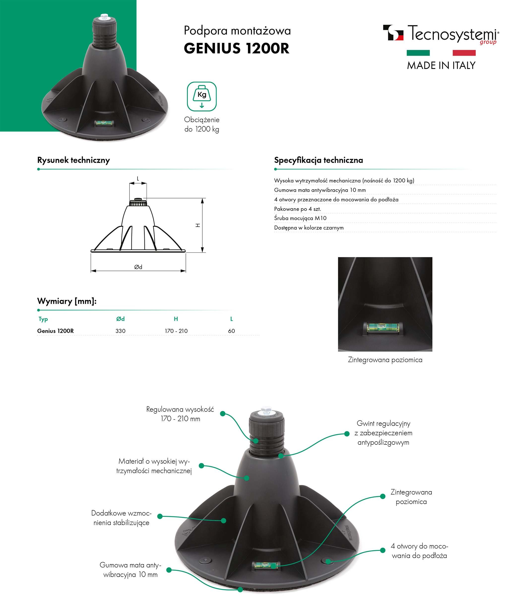 Podpora montażowa GENIUS 1200R