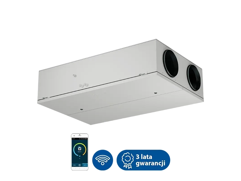 Centrala wentylacyjna, rekuperator, Komfovent Domekt CF 700 F klasy premium. Posiada zintegrowaną automatykę sterowania C6M oraz wymiennik obrotowy. Maksymalny strumień powietrza -   706 m3/h. Sprawność temperaturowa odzysku ciepła - 89%.   Ventia