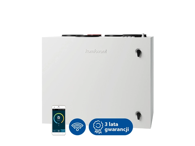 Centrala wentylacyjna, rekuperator, Komfovent Domekt R 600 V klasy premium. Posiada zintegrowaną automatykę sterowania C6M oraz wymiennik obrotowy. Maksymalny strumień powietrza - 669  m3/h. Sprawność temperaturowa odzysku ciepła - 84%.  Wyjątkowa wydajność w bardzo kompaktowych rozmiarach, doskonały rekuperator do domów o pow. do 180 - 240 m2.  Ventia